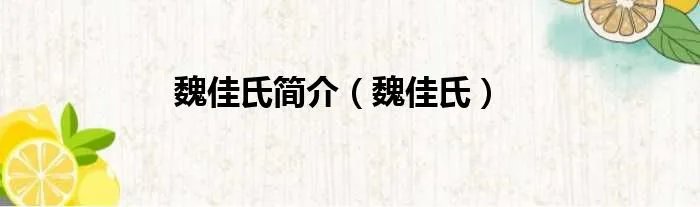 魏佳氏简介（魏佳氏）