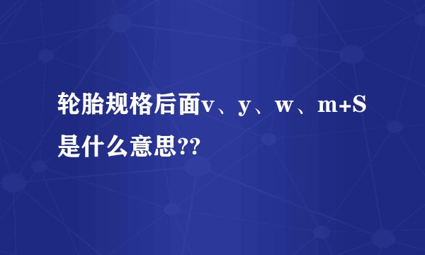 轮胎规格后面v、y、w、m+S是什么意思??