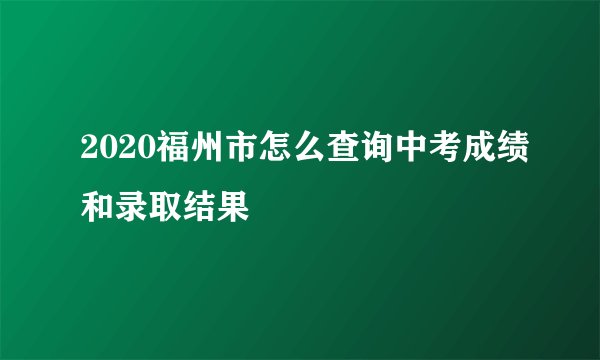 2020福州市怎么查询中考成绩和录取结果