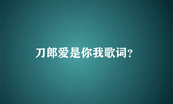 刀郎爱是你我歌词？