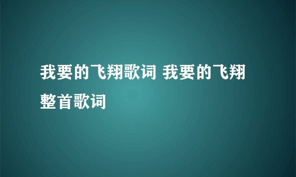我要的飞翔歌词 我要的飞翔整首歌词