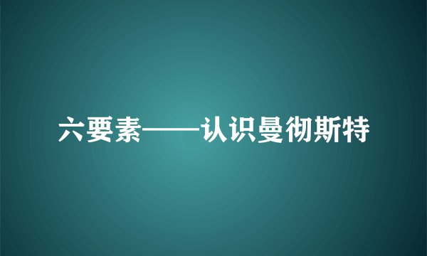 六要素——认识曼彻斯特