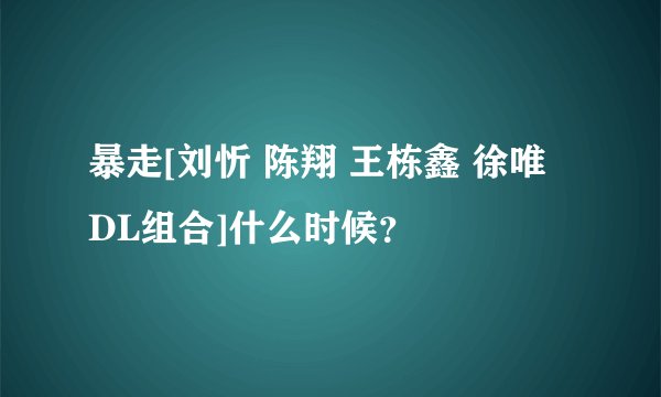 暴走[刘忻 陈翔 王栋鑫 徐唯 DL组合]什么时候？