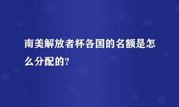 南美解放者杯各国的名额是怎么分配的?