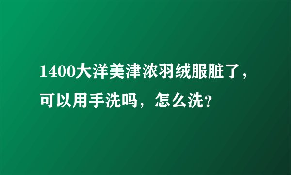 1400大洋美津浓羽绒服脏了，可以用手洗吗，怎么洗？