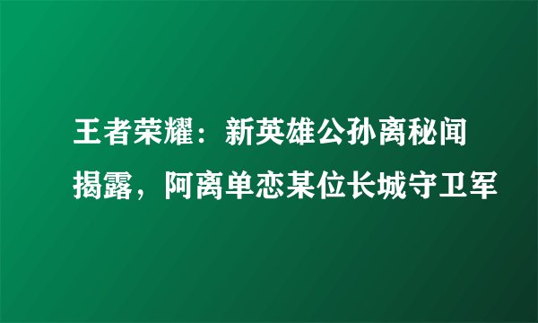 王者荣耀：新英雄公孙离秘闻揭露，阿离单恋某位长城守卫军