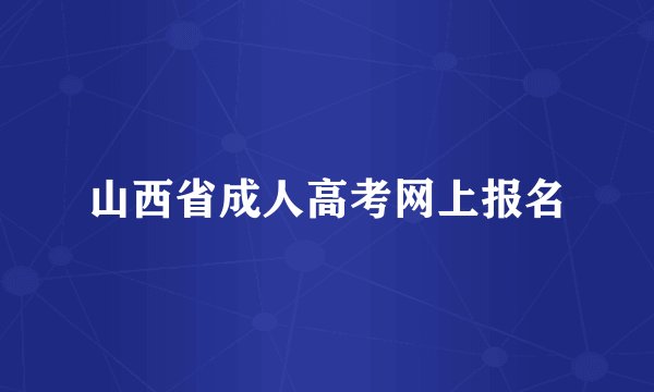 山西省成人高考网上报名