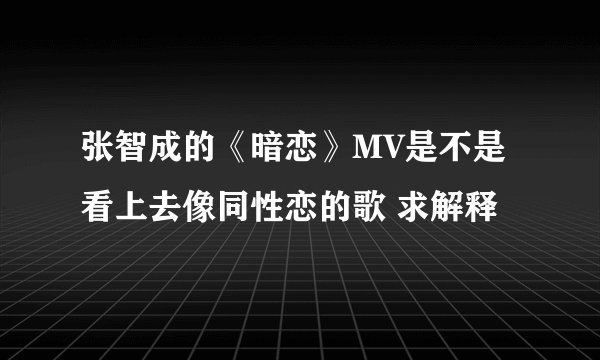 张智成的《暗恋》MV是不是看上去像同性恋的歌 求解释