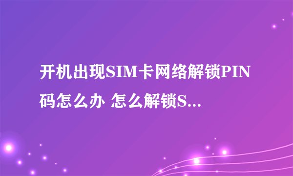 开机出现SIM卡网络解锁PIN码怎么办 怎么解锁SIM卡PIN码