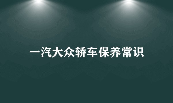 一汽大众轿车保养常识