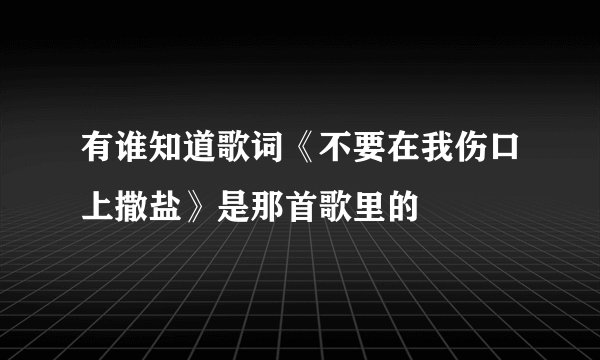 有谁知道歌词《不要在我伤口上撒盐》是那首歌里的