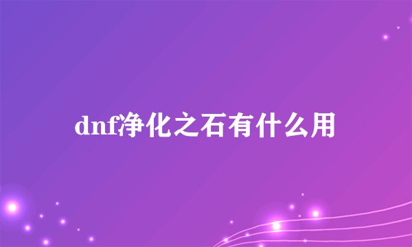 dnf净化之石有什么用