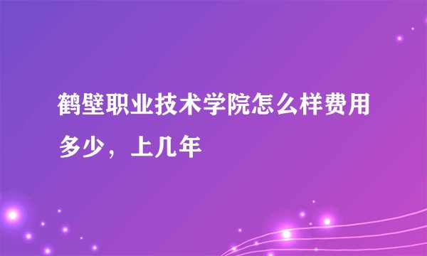 鹤壁职业技术学院怎么样费用多少，上几年