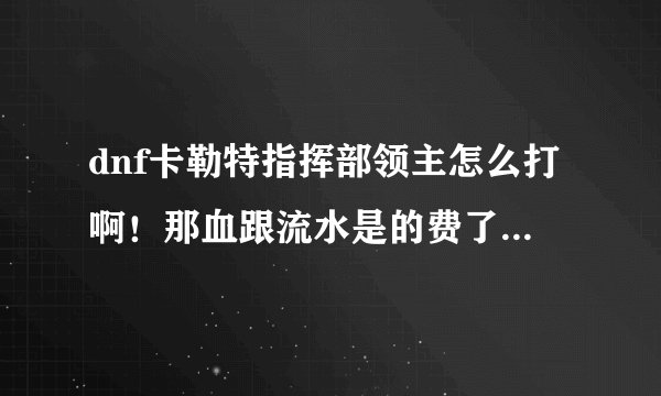 dnf卡勒特指挥部领主怎么打啊！那血跟流水是的费了好几个复活才过、