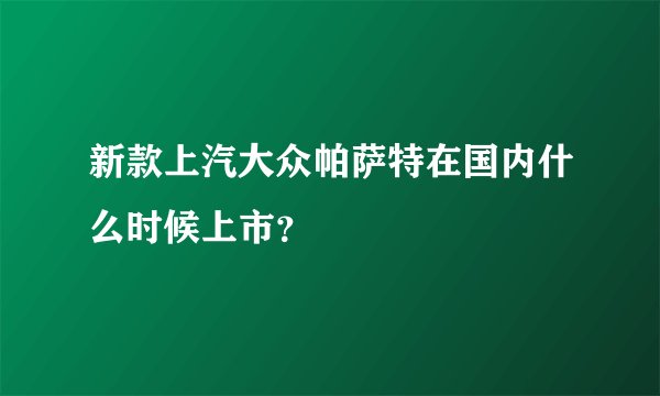 新款上汽大众帕萨特在国内什么时候上市？