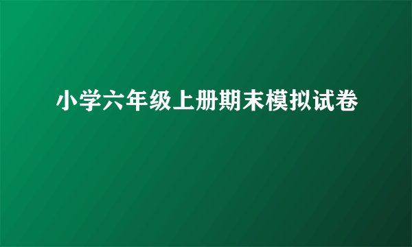 小学六年级上册期末模拟试卷