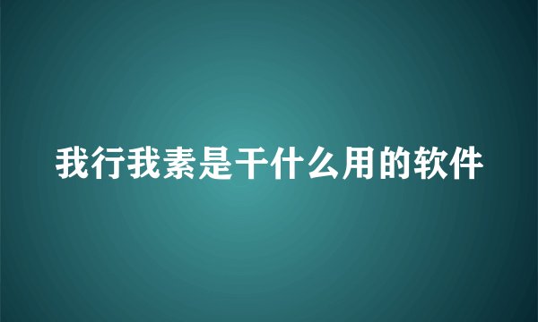我行我素是干什么用的软件
