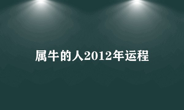 属牛的人2012年运程