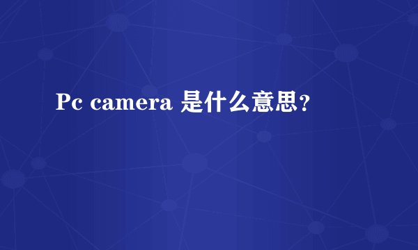 Pc camera 是什么意思？