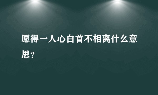 愿得一人心白首不相离什么意思？