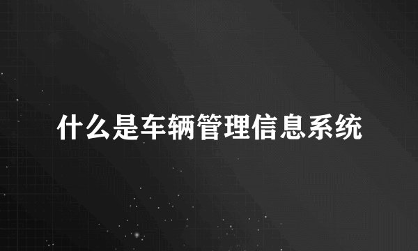 什么是车辆管理信息系统
