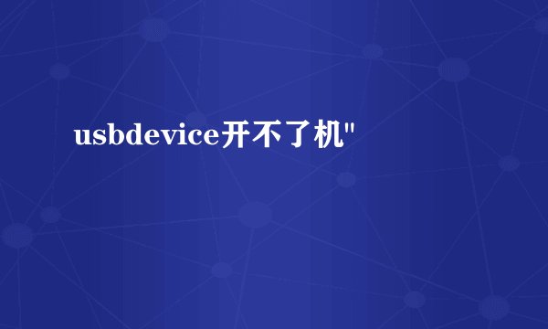 usbdevice开不了机