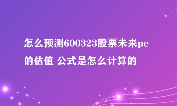 怎么预测600323股票未来pe的估值 公式是怎么计算的