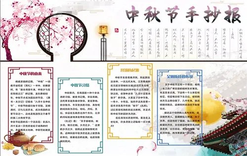 2020庆国庆迎中秋节手抄报