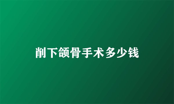 削下颌骨手术多少钱