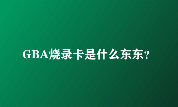 GBA烧录卡是什么东东？