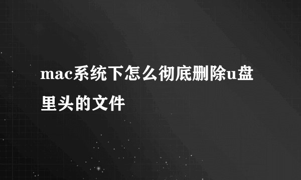 mac系统下怎么彻底删除u盘里头的文件