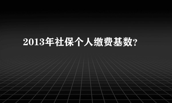 2013年社保个人缴费基数？