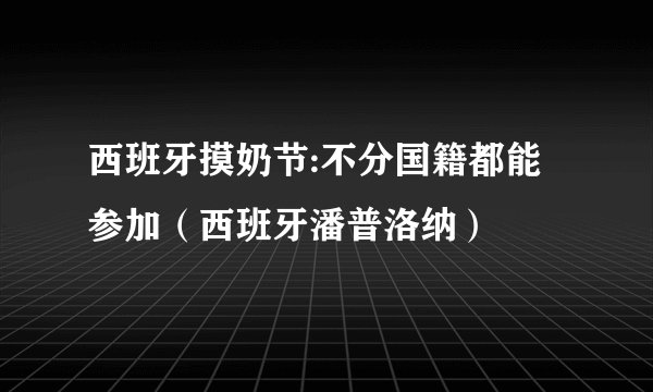 西班牙摸奶节:不分国籍都能参加（西班牙潘普洛纳）
