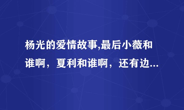 杨光的爱情故事,最后小薇和谁啊，夏利和谁啊，还有边萍呢，都告诉我？