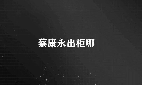 蔡康永出柜哪Ɯ