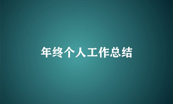 年终个人工作总结