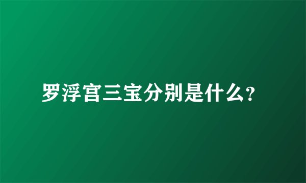 罗浮宫三宝分别是什么？