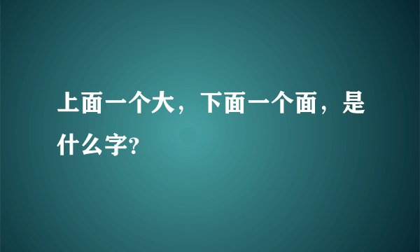 上面一个大，下面一个面，是什么字？