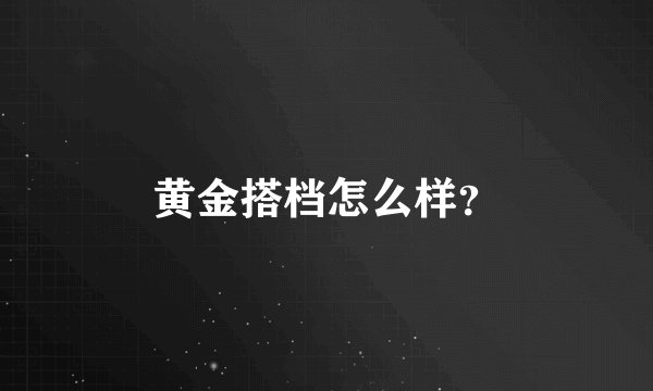 黄金搭档怎么样？