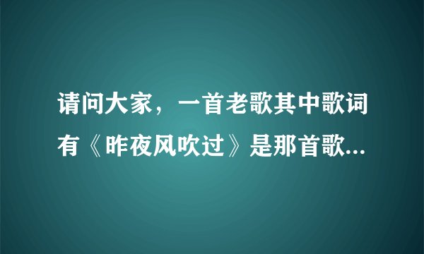 请问大家，一首老歌其中歌词有《昨夜风吹过》是那首歌? 谢谢？