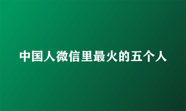 中国人微信里最火的五个人