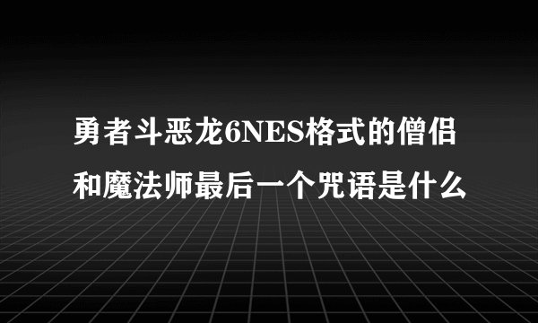 勇者斗恶龙6NES格式的僧侣和魔法师最后一个咒语是什么