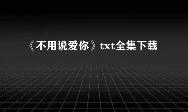 《不用说爱你》txt全集下载