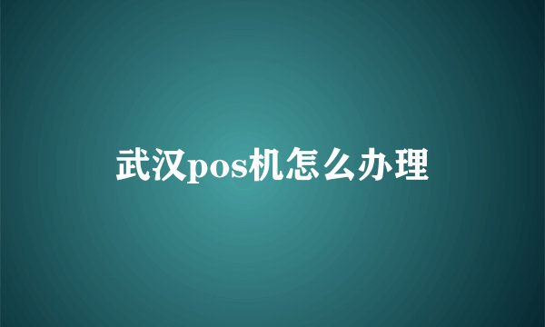 武汉pos机怎么办理