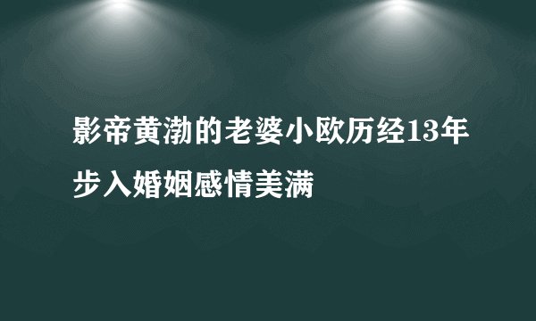 影帝黄渤的老婆小欧历经13年步入婚姻感情美满