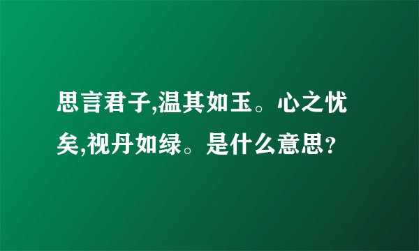 思言君子,温其如玉。心之忧矣,视丹如绿。是什么意思？