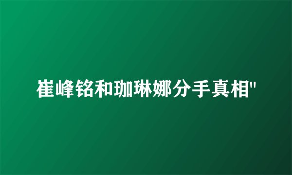 崔峰铭和珈琳娜分手真相