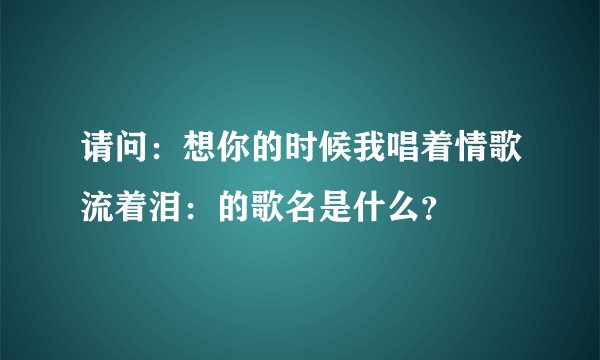 请问：想你的时候我唱着情歌流着泪：的歌名是什么？