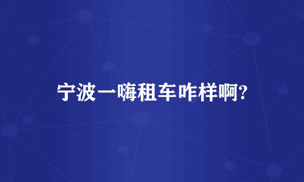 宁波一嗨租车咋样啊?