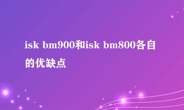 isk bm900和isk bm800各自的优缺点